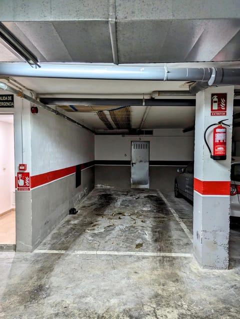 Covered parking space in the building's garage